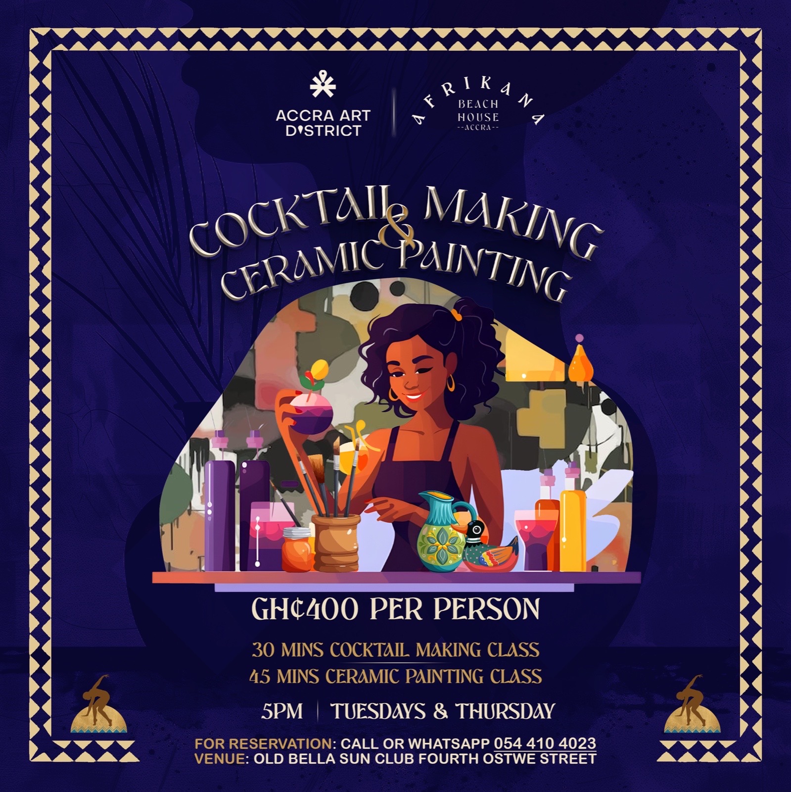 COCKTAIL MAKING AND CERAMIC PAINTING WORKSHOP