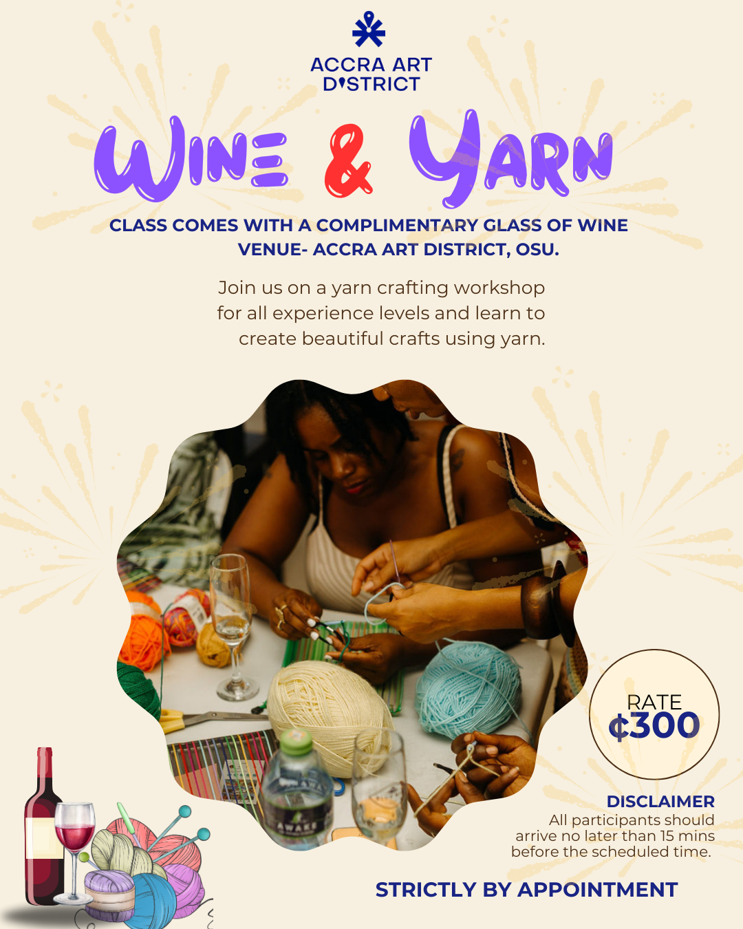 CROCHET WORKSHOP (WINE AND YARN)