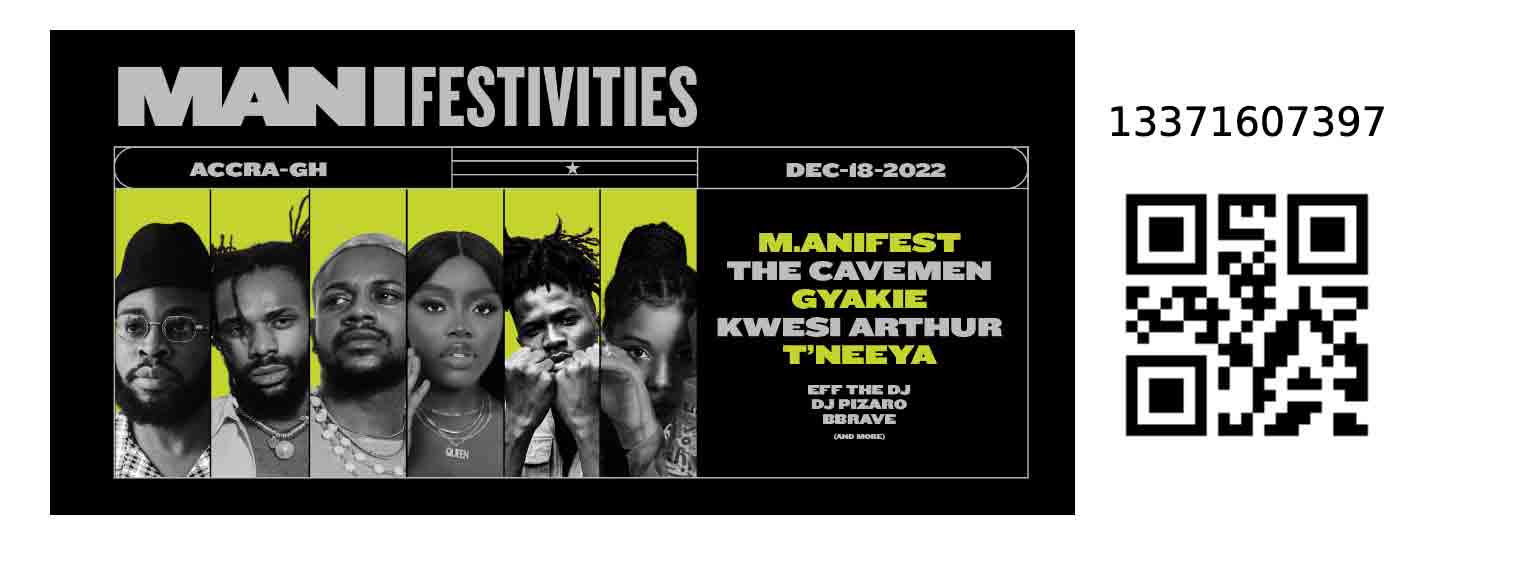 Sample ticket for Manifestivities